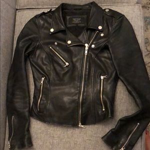 Moto style leather jacket